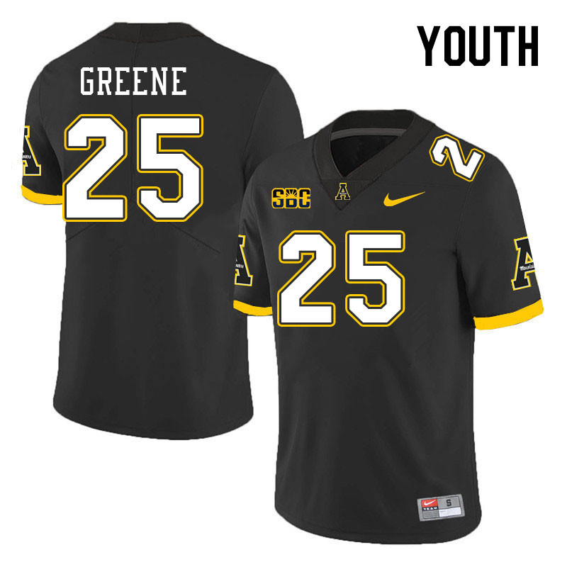 Youth #25 Jackson Greene Appalachian State Mountaineers College Football Jerseys Stitched Sale-Black